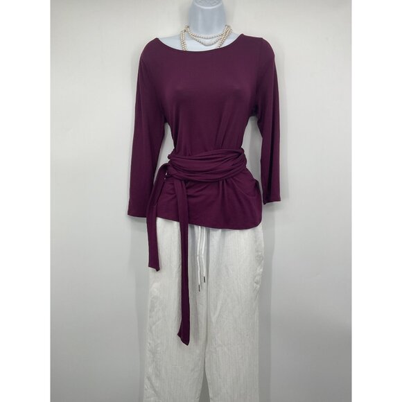 Banana Republic Tops - Banana Republic Threadsoft Womens Burgundy Wrap Tie Waist Top M